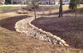 dry creek bed installed by Pannone’s Lawn Pros & Landscaping